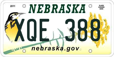 NE license plate XQE388