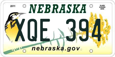 NE license plate XQE394