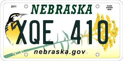 NE license plate XQE410