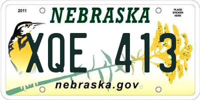 NE license plate XQE413