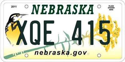 NE license plate XQE415
