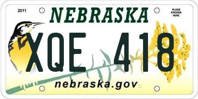 NE license plate XQE418