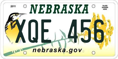 NE license plate XQE456