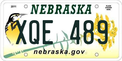 NE license plate XQE489