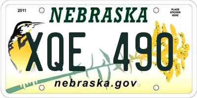 NE license plate XQE490