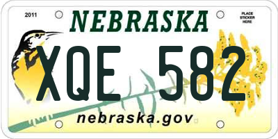 NE license plate XQE582