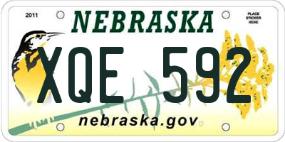 NE license plate XQE592