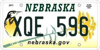 NE license plate XQE596