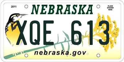 NE license plate XQE613