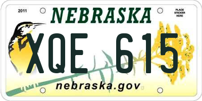 NE license plate XQE615