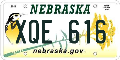 NE license plate XQE616