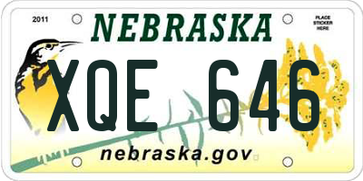 NE license plate XQE646