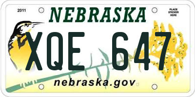 NE license plate XQE647