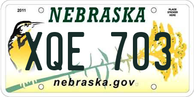 NE license plate XQE703