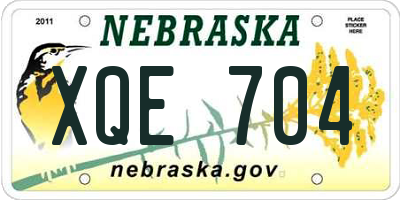 NE license plate XQE704