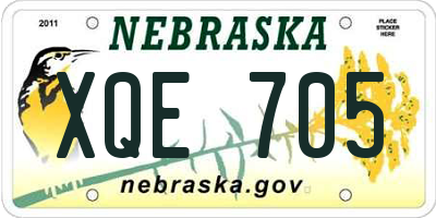 NE license plate XQE705