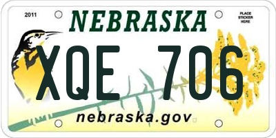 NE license plate XQE706
