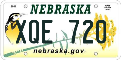 NE license plate XQE720