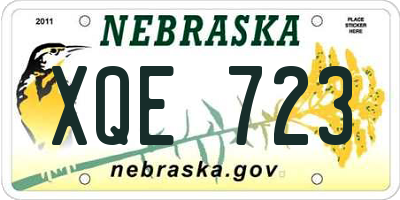 NE license plate XQE723