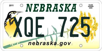 NE license plate XQE725