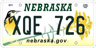 NE license plate XQE726