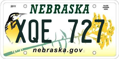 NE license plate XQE727