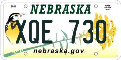 NE license plate XQE730