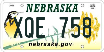 NE license plate XQE758