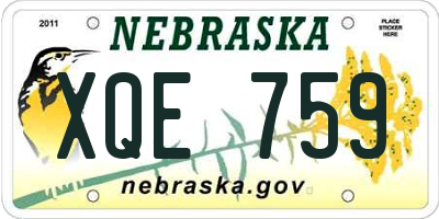 NE license plate XQE759