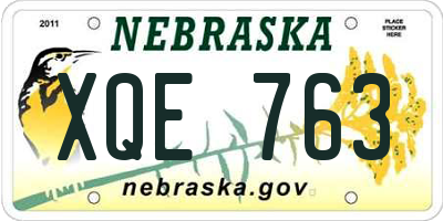 NE license plate XQE763