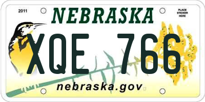 NE license plate XQE766