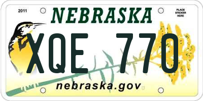NE license plate XQE770
