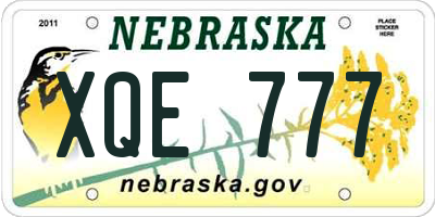 NE license plate XQE777
