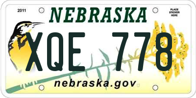 NE license plate XQE778