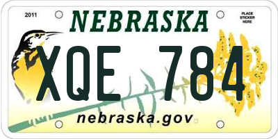 NE license plate XQE784