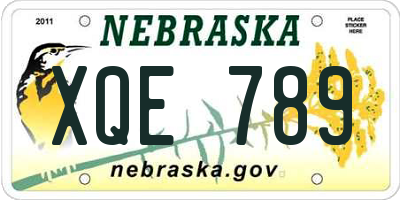 NE license plate XQE789