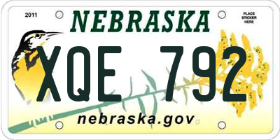 NE license plate XQE792