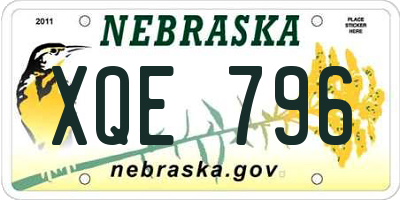 NE license plate XQE796