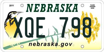 NE license plate XQE798
