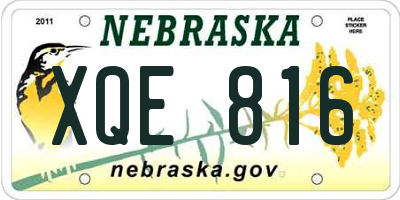 NE license plate XQE816