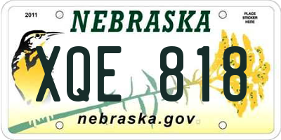 NE license plate XQE818