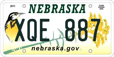 NE license plate XQE887