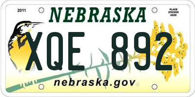 NE license plate XQE892