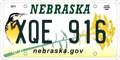 NE license plate XQE916