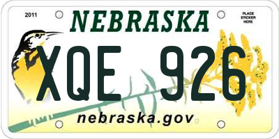 NE license plate XQE926