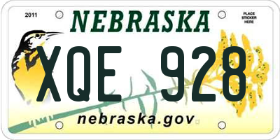 NE license plate XQE928