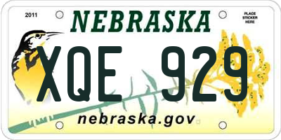 NE license plate XQE929