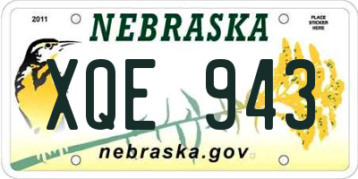 NE license plate XQE943