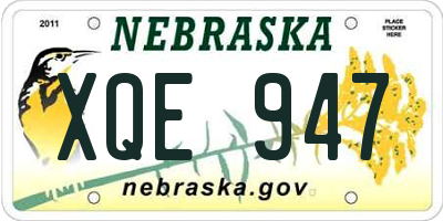 NE license plate XQE947