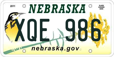 NE license plate XQE986